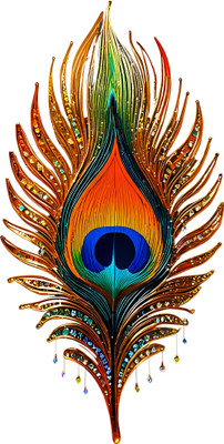 Stylishdecors 46 cm a beautiful feather on peacock Self Adhesive Sticker(Pack of 1)