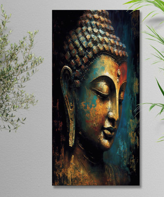 saf Unframed Rolled Art Print Lord Buddha Canvas For Home Décor CR-215(Multicolor)