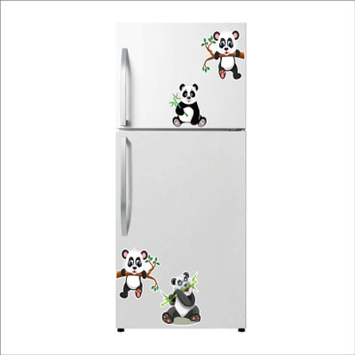 Happy Customise 23 cm Cute Small Panda Fridge Self Adhesive Sticker(Pack of 1)