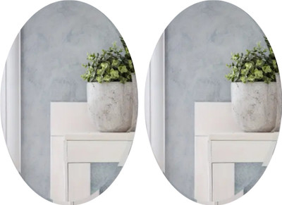 KASHTABHAN 30 cm Oval Shape Magic Mirror Sticker – for Home & Bathroom Décor Double-sided Sticker(Pack of 2)