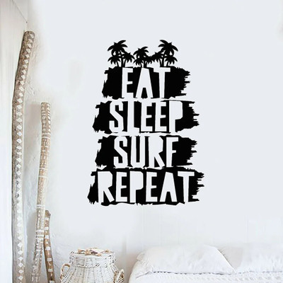 Xskin 42 cm Eat Sleep Surf Repeat Self Adhesive Sticker(Pack of 1)
