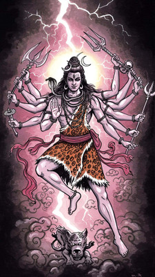 swaroopa 16.5 inch Shiv Shankar Sticker Self Adhesive Sticker(Pack of 1)