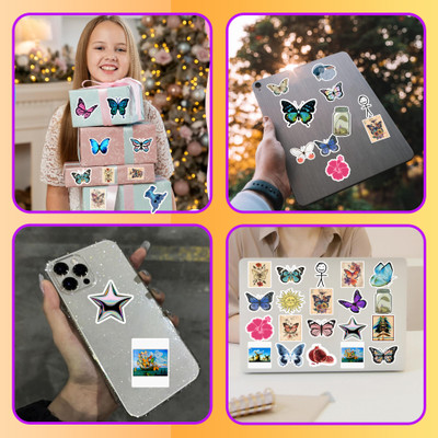 Obita 4.62 cm Butterfly_AC Stickers for Gifts Cards Scrapbook Daily and Birthday Decorations Non-Reusable Sticker(Pack of 150)