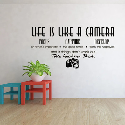 SnappyVinyl 83 cm Life Is Like A Camera Motivation Self Adhesive Sticker(Pack of 1)
