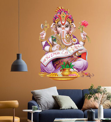 Decor Villa 58 cm Ganesh Ji Removable Sticker(Pack of 1)