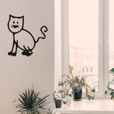 Xskin 29 cm Cat Stick Figure3 Wall Decals Easy to Apply Self Adhesive Sticker(Pack of 1)