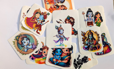 Printlive 5 cm Jai Shree Krishna Vinyl Sticker Self Adhesive Sticker(Pack of 20)