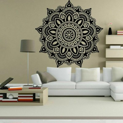 SnappyVinyl 56 cm Mandala Flower Pattern Wall Sticker Yoga Self Adhesive Sticker(Pack of 1)