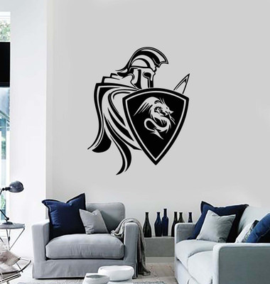 SnappyVinyl 27 cm Spartan Warrior With Spear Self Adhesive Sticker(Pack of 1)