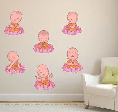 LANSTICK 106.68 cm LITTLE MONK STICKER Self Adhesive Sticker(Pack of 1)