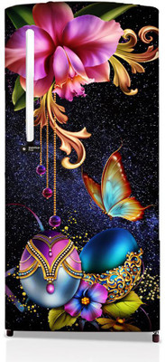 Durga Quality Creation 124.46 cm Fridge Sticker single door waterproof sticker decal sticker size 24x49 inch Self Adhesive Sticker(Pack of 1)