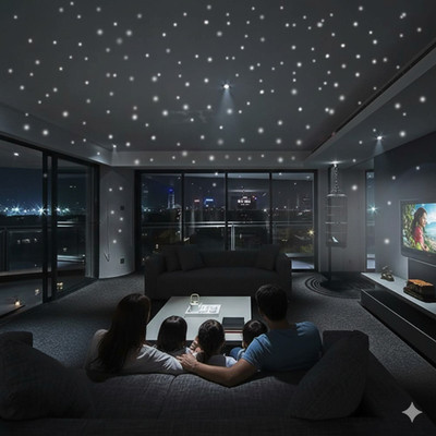 Kesar Desgins 20 cm galaxy night glowing Star Glow in the Dark Sticker(Pack of 4)