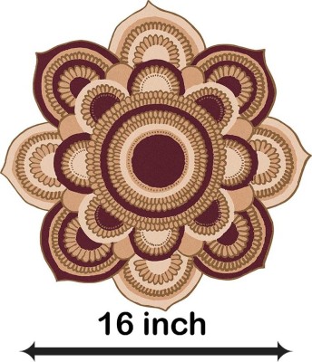 WALLDESIGN 40 cm Tapestry Grand Brocade Cream-Red Rangoli Floor Sticker For Wall Door Pooja Room Self Adhesive Sticker(Pack of 1)