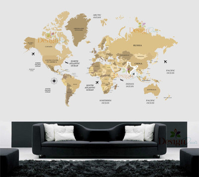 Sk decals bazar 76 cm world map wall sticker learning for student class room Self Adhesive Sticker(Pack of 1)