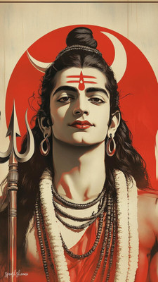 swaroopa 16.5 inch Shiv Shankar mahadev A3 size non tearable sticker Self Adhesive Sticker(Pack of 1)