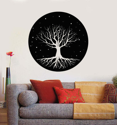 SnappyVinyl 33 cm Night Tree Branch Root Easy to apply Wall Sticker Self Adhesive Sticker(Pack of 1)