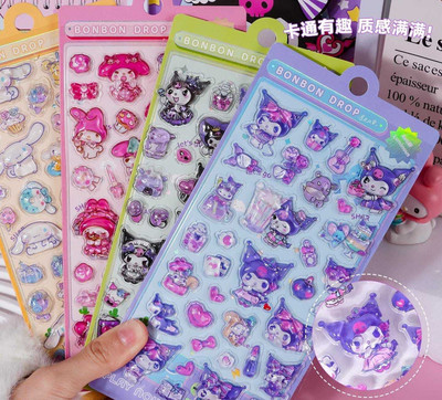 Kawaii 4 inch Sanrio acrylic sticker Get random one Non-Reusable Sticker(Pack of 1)