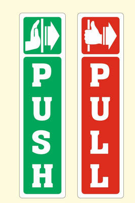Stikor 8 inch Push & Pull Door Stickers (8 X2 inch) (Push -2 Pcs , Pull-2 Pcs) Removable Sticker(Pack of 4)