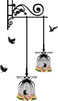 god & god's 27 cm Birds In CAGE Self Adhesive Sticker(Pack of 1)