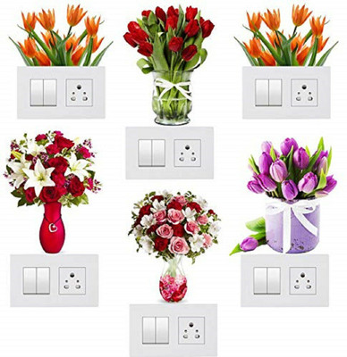 DreamKraft 5 cm Decorative Flower Pot Fridge and Switch Board Sticker Self Adhesive Sticker(Pack of 1)