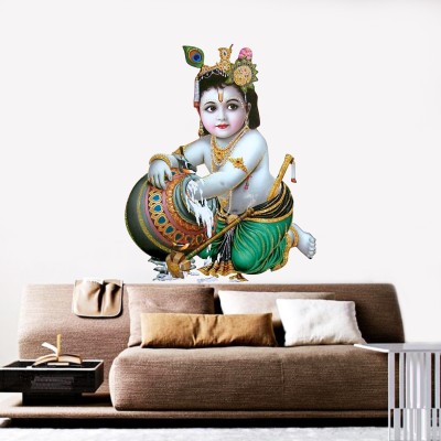 The Decor house 99 cm Krishna ji wall sticker for roomgod _bhagwan ji wall sticker(51X42) Self Adhesive Sticker(Pack of 1)