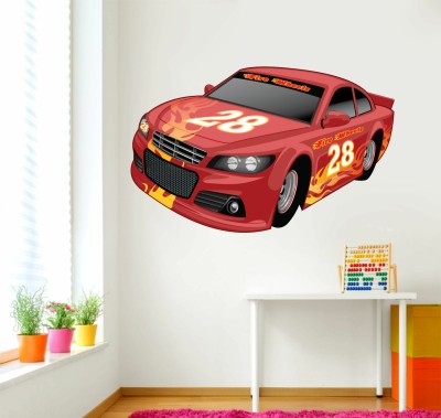 Art Kafe 41 cm Car Racing Wall Sticker Self Adhesive Sticker(Pack of 1)