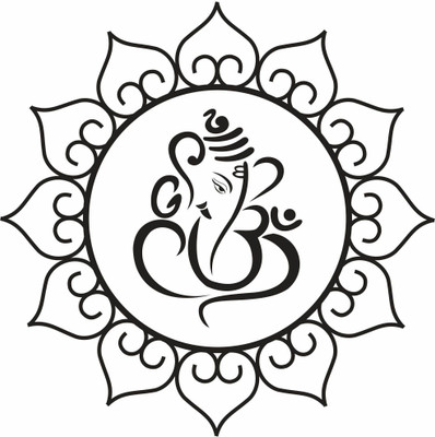 SENAWATDESIGN 45 cm Lord Ganesha Wall Stickers 45cm x 45cm Removable Sticker(Pack of 1)