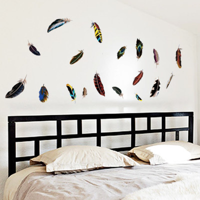 SmartWindow 50 cm Black Feather Waterproof Wall Stickers Vinyl Wall Sticker (70 CM X 50 CM) Self Adhesive Sticker(Pack of 1)