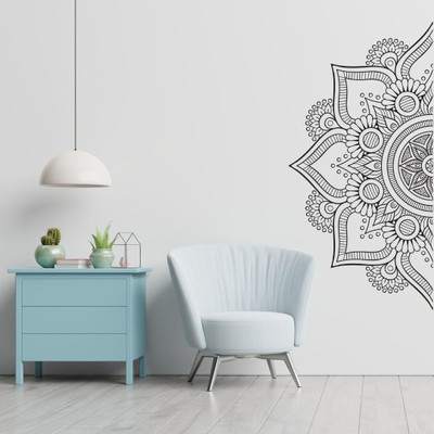 InkHex 110 cm Monochrome Mandala Wall Sticker Self Adhesive Sticker(Pack of 1)