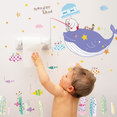 Flipkart SmartBuy 50 cm Wonder Land Cute Dolphin Kids Wall Sticker for Bathroom (50 CM X 70 CM, Multi) Self Adhesive Sticker(Pack of 1)