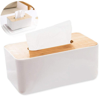 ZOMBIO 1 Compartments Plastic Wooden Tissue Holder(Multicolor)