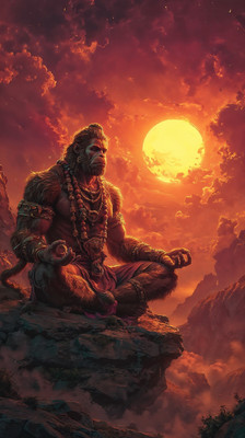 swaroopa 16.5 inch Hanuman ji sticker Self Adhesive Sticker(Pack of 1)