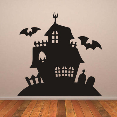 SnappyVinyl 40 cm Haunted House Creepy Mansion Halloween Self Adhesive Sticker(Pack of 1)