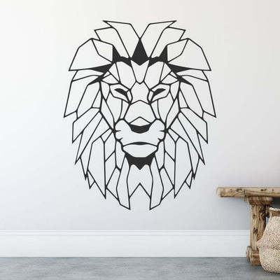 SnappyVinyl 40 cm Geometric Polygonal Lion Head Self Adhesive Sticker(Pack of 1)