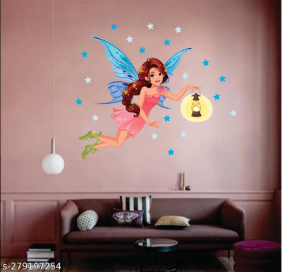 Decor Villa 58 inch Fairy with lantern Self Adhesive Sticker(Pack of 1)