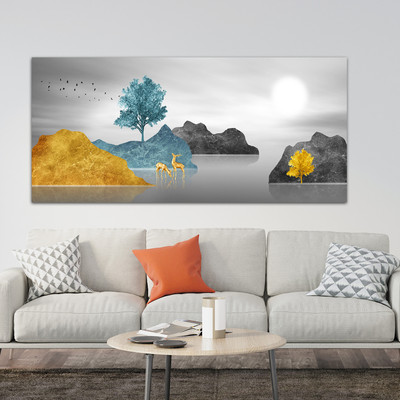 Bnezz 100 cm Wallpaper For Walls Grey Deer Wall Stickers For Bedroom Wall Posters Big Size Self Adhesive Sticker(Pack of 1)