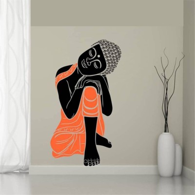 AjayKraft 100 cm peaceful religious lord of buddha multicolour wall sticker ( Self Adhesive Sticker(Pack of 1)