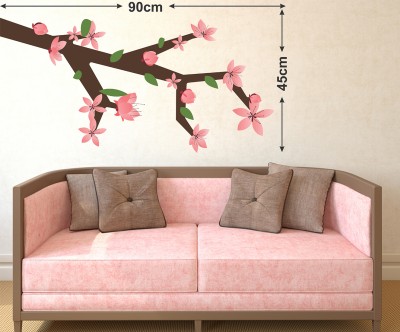 Zampyy 45 cm Flower Tree| Wall Stickers |PVC Vinyl| Non-Reusable Sticker | Self Adhesive Sticker(Pack of 1)