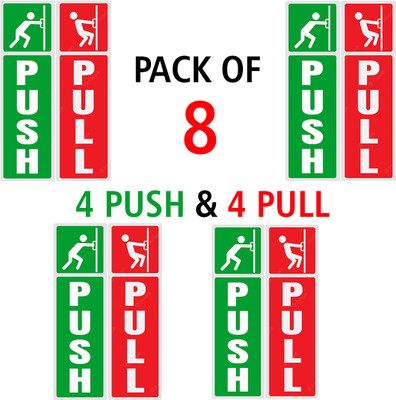 KCG 18 cm Self Adhesive Push and Pull Sign Stickers - Set of 4 Push & 4 Pull Self Adhesive Sticker(Pack of 8)