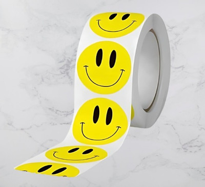 SWARUPNIDHI 2.5 cm Smiley Face Stickers 500pcs & Tape Set for Craft, School, Gift Wrapping Self Adhesive Sticker(Pack of 500)