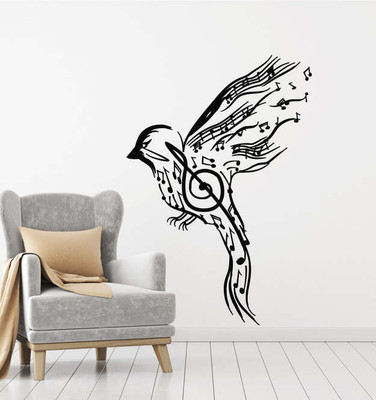 Xskin 27 cm Sketch Bird Music Notes Patterns Music Self Adhesive Sticker(Pack of 1)