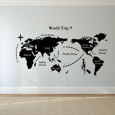 Flipkart SmartBuy 101 cm Tour Map|World Trip|Education|Office Self Adhesive Sticker(Pack of 1)