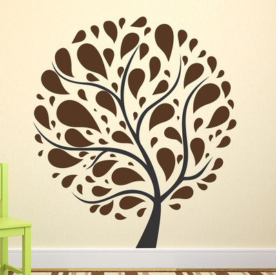 MIIKOR 90 cm Tree | Non-Reusable Stickers Self Adhesive Sticker(Pack of 1)