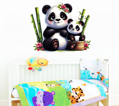DecorAura 51 cm Cute baby panda Wall Sticker Self Adhesive Sticker(Pack of 1)