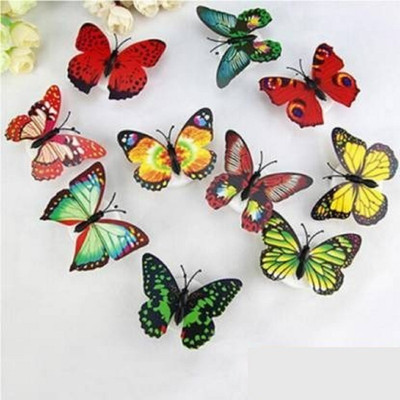 Leplion 4.6 inch 3D Butterfly Wall Stickers Decorations for Home Non-Reusable Sticker(Pack of 10)