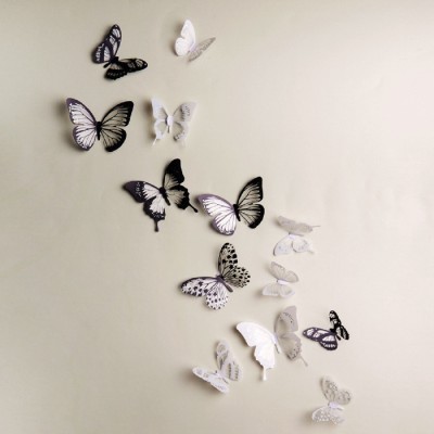 JAAMSO ROYALS 32 cm 3D Butterfly Removable Sticker(Pack of 18)