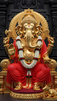swaroopa 16.5 inch Shri Ganesha sticker Self Adhesive Sticker(Pack of 1)