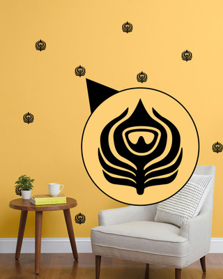 WALLDESIGN 6.604 cm Peacock Feather Wall Pattern Black Set of 68 Self Adhesive Sticker(Pack of 1)