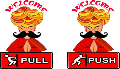 uma 15 cm UV-DTF PUSH PULL SIGN Self Adhesive Sticker(Pack of 1)