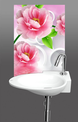 CG Decor 90 cm PVC- Self Adhesive Wash Basin Wall Sticker Waterproof+ Self Adhesive Sticker(Pack of 1)